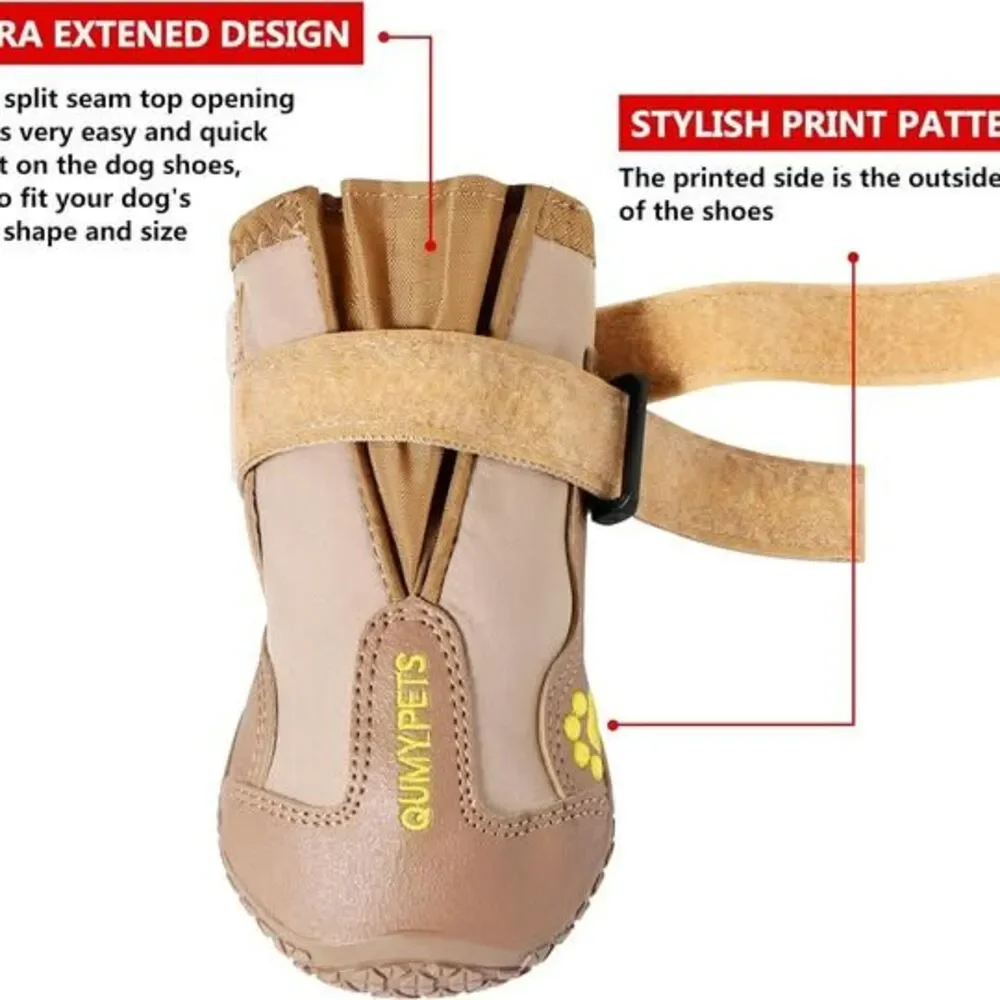 NEW Sz 4 QUMY Dog Shoes for Large Dogs, Medium Dog Boots & Paw Protectors for Wi